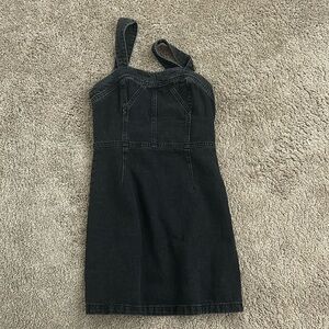 Black denim mini dress